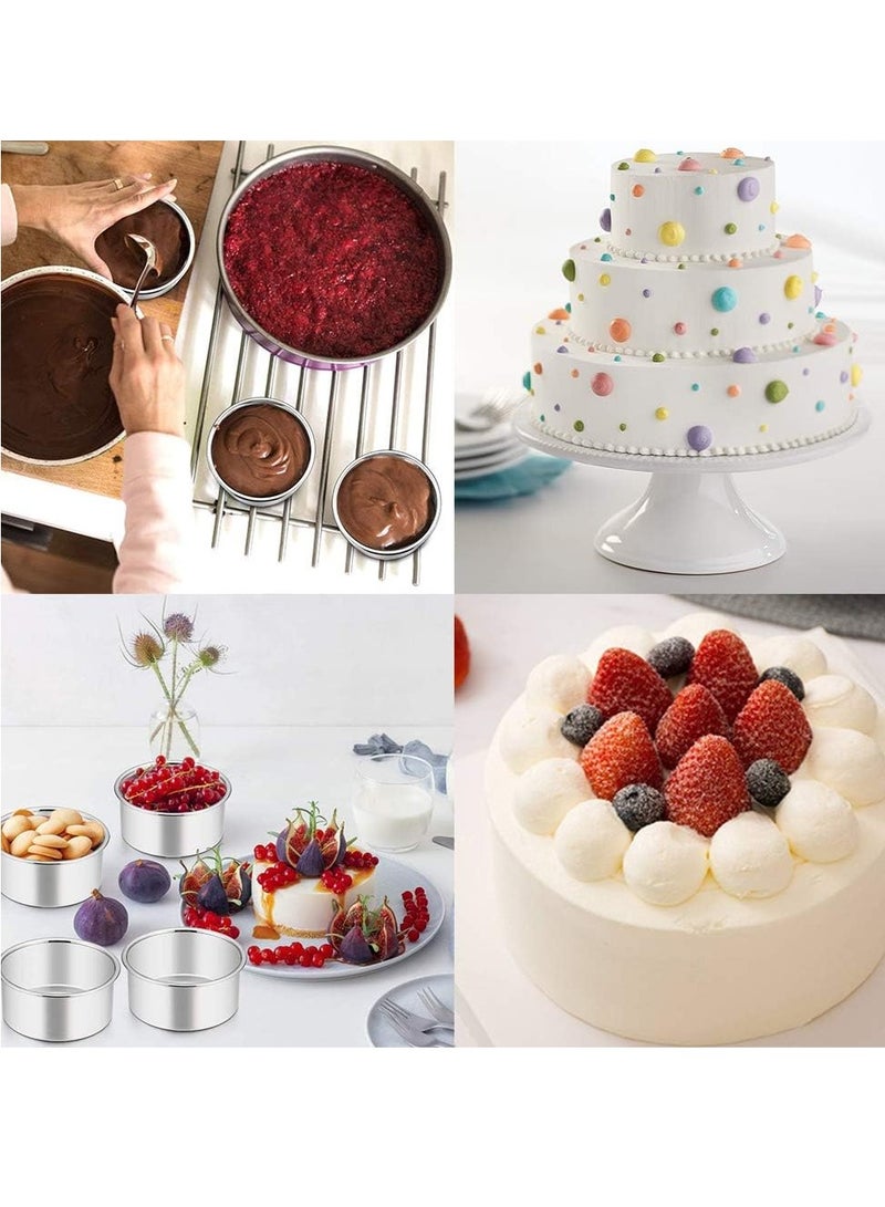 Mmmon 4 Pcs 4 Inch Round Cake Pan,Non-Stick Cake Baking Pans with Removable Bottom,Aluminum Cheesecake Pan Chiffon Cake Mould - Image 5