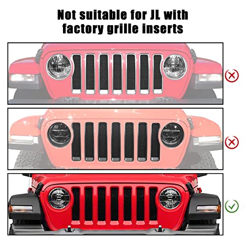 JeCar Front Grill Inserts & Headlight Trim Cover Exterior Accessories Compatible with Jeep Wrangler 2018-2023 JL & Unlimited, Matte Black - Image 2