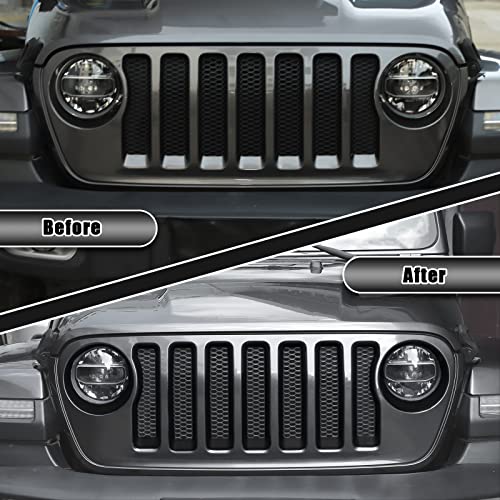 JeCar Front Grill Inserts & Headlight Trim Cover Exterior Accessories Compatible with Jeep Wrangler 2018-2023 JL & Unlimited, Matte Black - Image 3