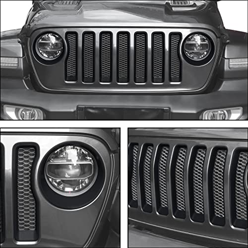 JeCar Front Grill Inserts & Headlight Trim Cover Exterior Accessories Compatible with Jeep Wrangler 2018-2023 JL & Unlimited, Matte Black - Image 4