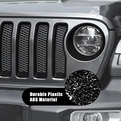 JeCar Front Grill Inserts & Headlight Trim Cover Exterior Accessories Compatible with Jeep Wrangler 2018-2023 JL & Unlimited, Matte Black - Image 5