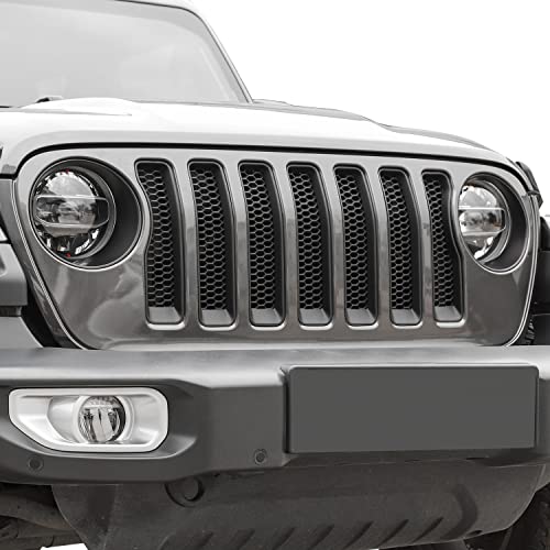 JeCar Front Grill Inserts & Headlight Trim Cover Exterior Accessories Compatible with Jeep Wrangler 2018-2023 JL & Unlimited, Matte Black - Image 1