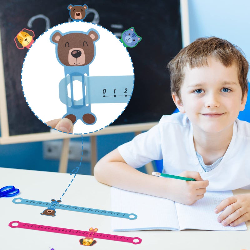 Eersida 24 Pcs Slide and Learn Number Lines 0 to 30 PVC Math Number Line for Student Animal Positive Integers Slide Rules Childhood Education Materials for School,16.5 x 1.5 Inch(Bright Colors) - Image 4