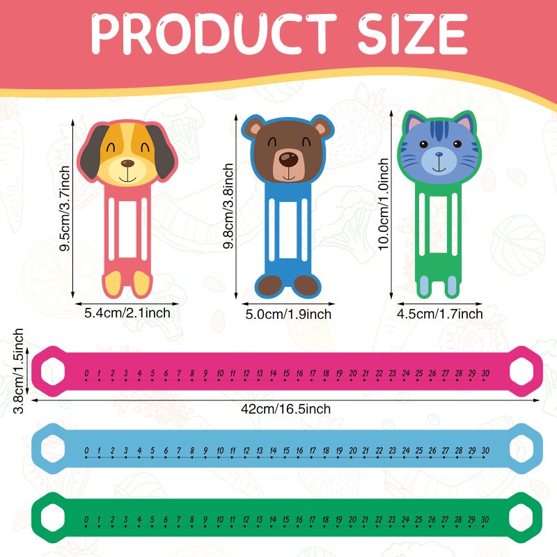 Eersida 24 Pcs Slide and Learn Number Lines 0 to 30 PVC Math Number Line for Student Animal Positive Integers Slide Rules Childhood Education Materials for School,16.5 x 1.5 Inch(Bright Colors) - Image 2