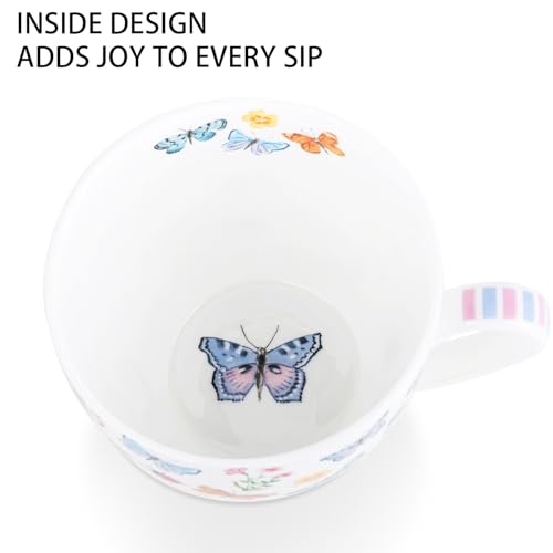 MFoffice Colorful Butterfly Mug - 20oz Bone China Coffee Tea Hug Mug with Multicolor Butterflies, Ladybugs, Bees & Blooms, Perfect Gifts for Mom Women Mothers Day, Designed in England by Harvest Green Studio - Image 5