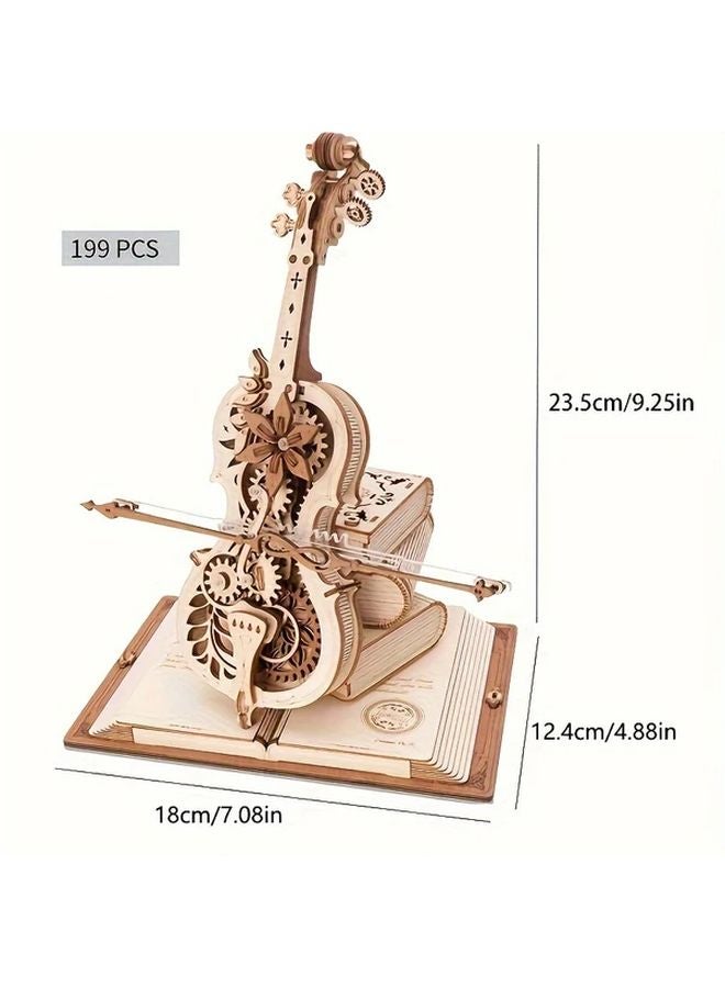 Handcrafted 3D Wooden Cello Music Box Creative Gift For Christmas And Special Occasions - Image 4