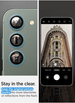 Spigen واقي شاشة عدسة الكاميرا Glastr Ez Fit Optik Pro لهاتف Samsung Galaxy S23 وGalaxy S23 Plus (عبوة من قطعتين) - أخضر  - Image 3