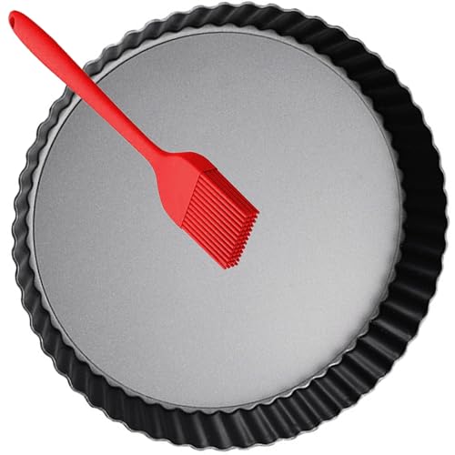 DATANYA Tart Pans with Removable Bottom 10 Inch Quiche Pan, Heavy Duty Carbon Steel Round Non-stick Fluted Pie Tart Pan for Mousse Cakes, Christmas Dessert Baking (10.2 Inch 1pc) - Image 1
