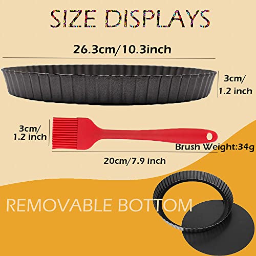 DATANYA Tart Pans with Removable Bottom 10 Inch Quiche Pan, Heavy Duty Carbon Steel Round Non-stick Fluted Pie Tart Pan for Mousse Cakes, Christmas Dessert Baking (10.2 Inch 1pc) - Image 2