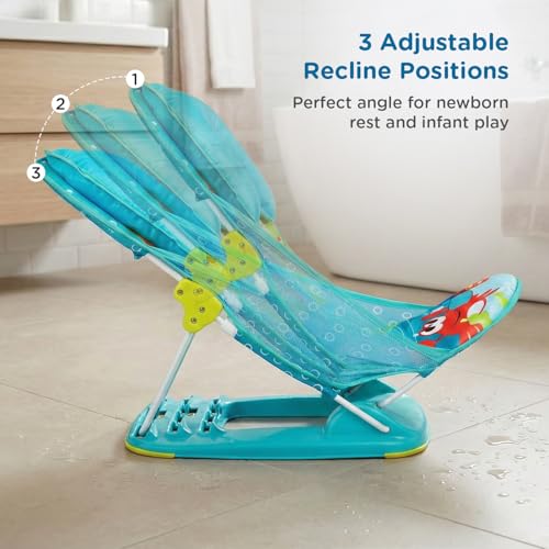 Mee Mee Newborn Baby Bather Bath Chair, Foldable with 3 Position Adjustment, Soft Mesh Seat, Safe & Comfortable Bath Support, Green - Image 5