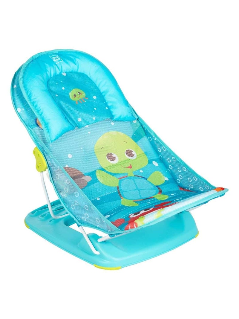 Mee Mee Newborn Baby Bather Bath Chair, Foldable with 3 Position Adjustment, Soft Mesh Seat, Safe & Comfortable Bath Support, Green - Image 1