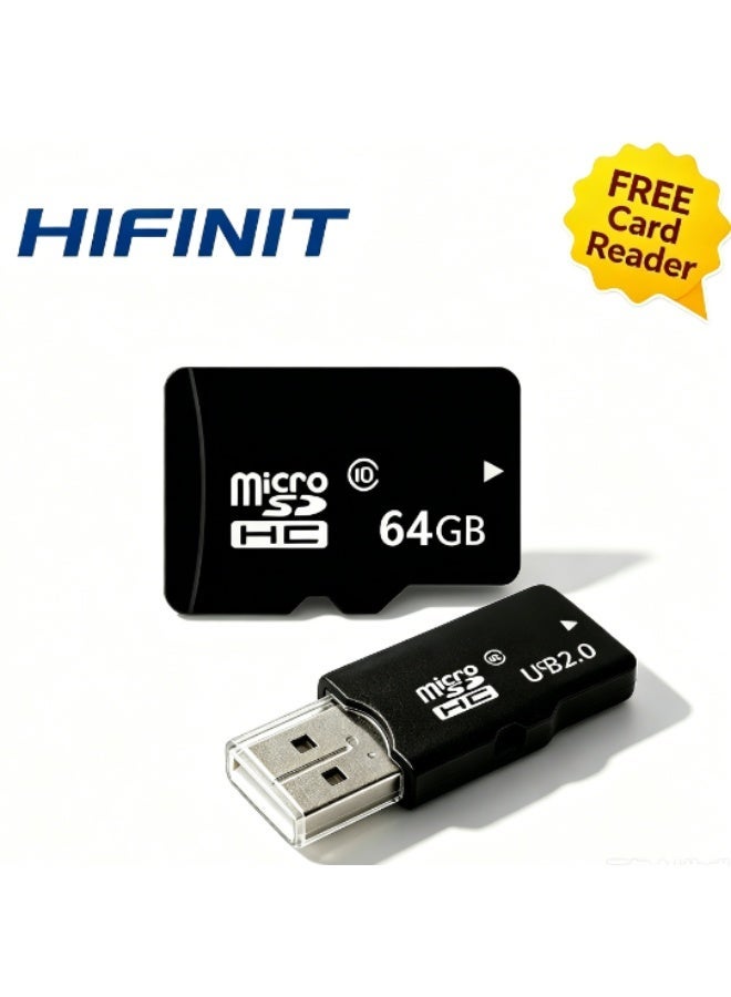 HIFINIT Digital Camera TF Memory Card SD Memory Card 64G High Speed Memory Card-Capacity:TF Card 64G (send USB Card Reader) - Image 1