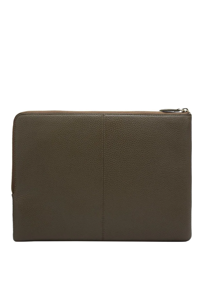Da Milano  Da Milano Genuine Leather Grey Laptop Sleeve for Men | Best Price UAE
