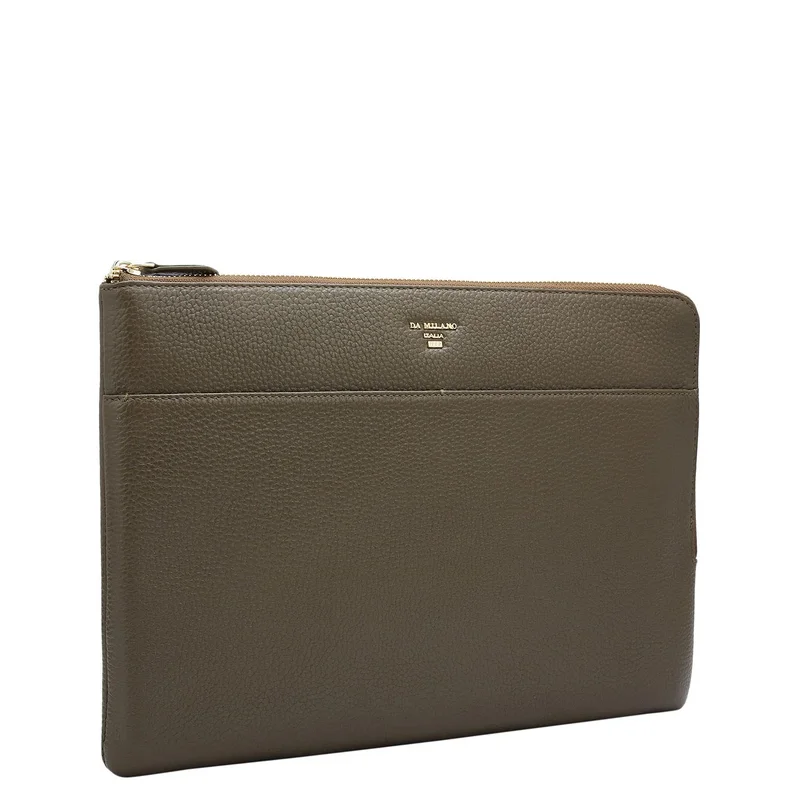 Da Milano Wax Leather Laptop Sleeve - Moss
