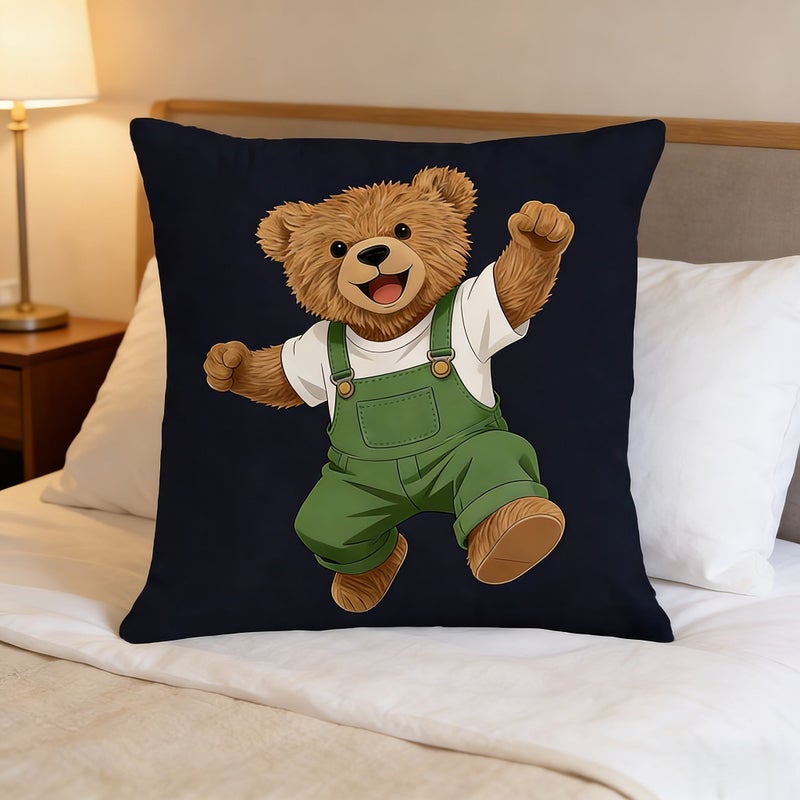 Cheerful Cute Polar Bear Pillowcase 18x18 Inches Double Sided Print Soft Plush Machine Washable - Image 1