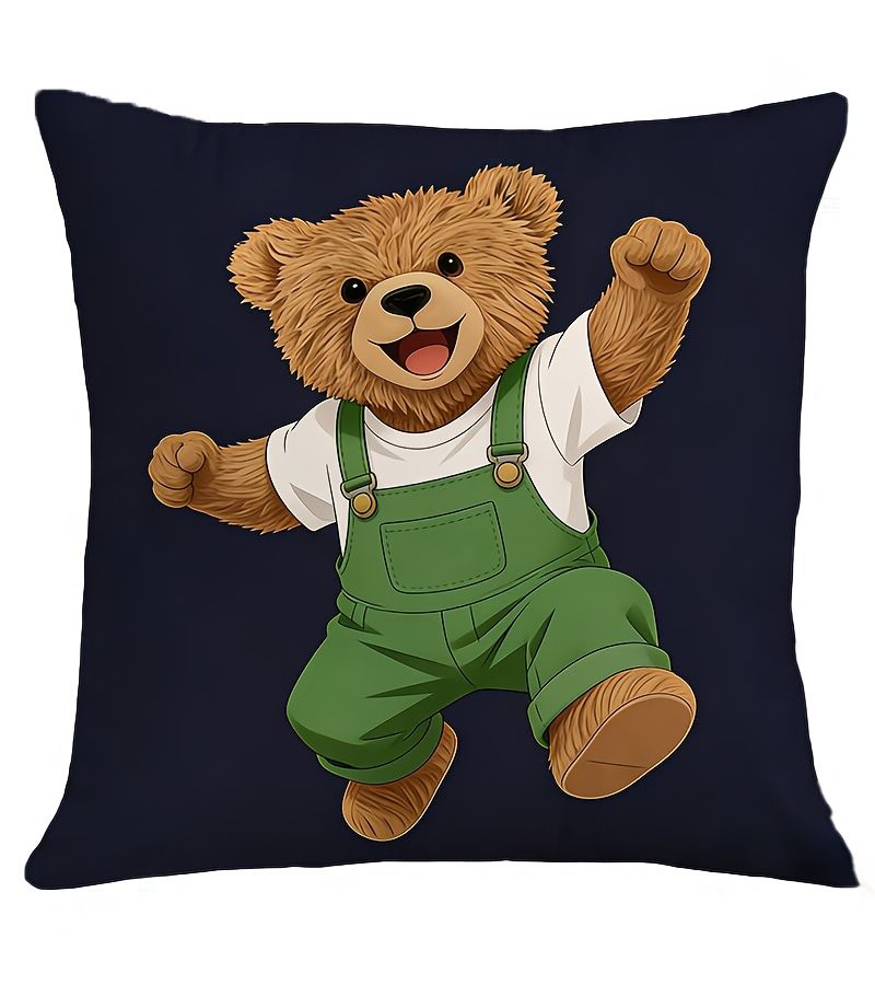 Cheerful Cute Polar Bear Pillowcase 18x18 Inches Double Sided Print Soft Plush Machine Washable - Image 2