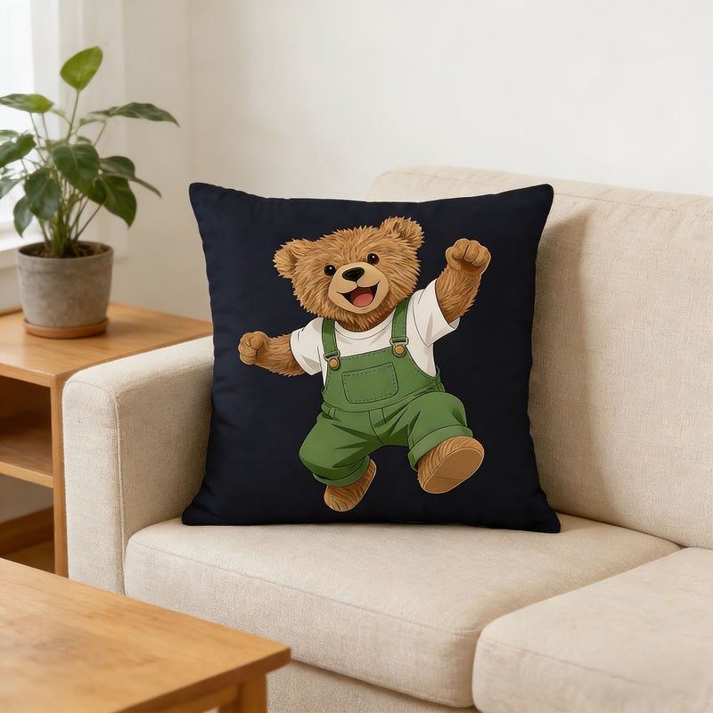 Cheerful Cute Polar Bear Pillowcase 18x18 Inches Double Sided Print Soft Plush Machine Washable - Image 5