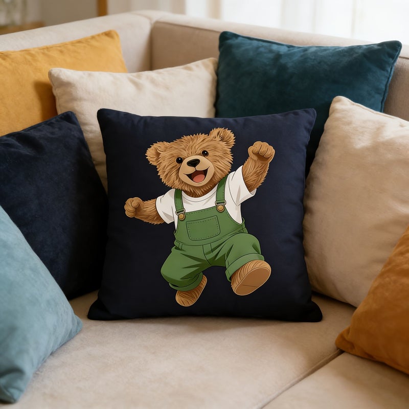 Cheerful Cute Polar Bear Pillowcase 18x18 Inches Double Sided Print Soft Plush Machine Washable - Image 4