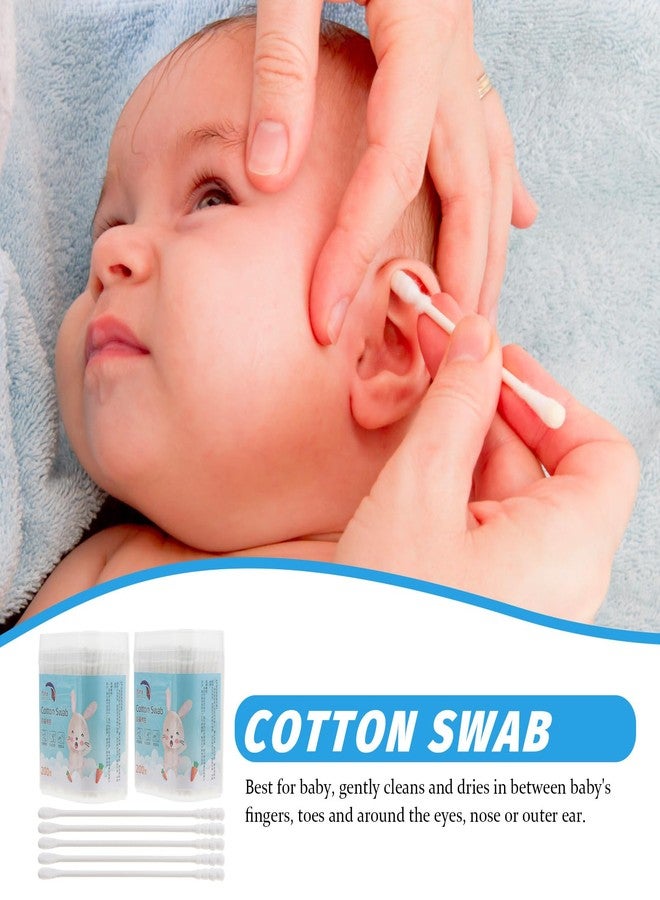 NUOBESTY 400 قطعة من أعواد القطن، أعواد قطن مزدوجة لتنظيف الأذن والأنف مع عصا ورقية لتنظيف الأذن والأنف لمستحضرات التجميل للأطفال - Image 5