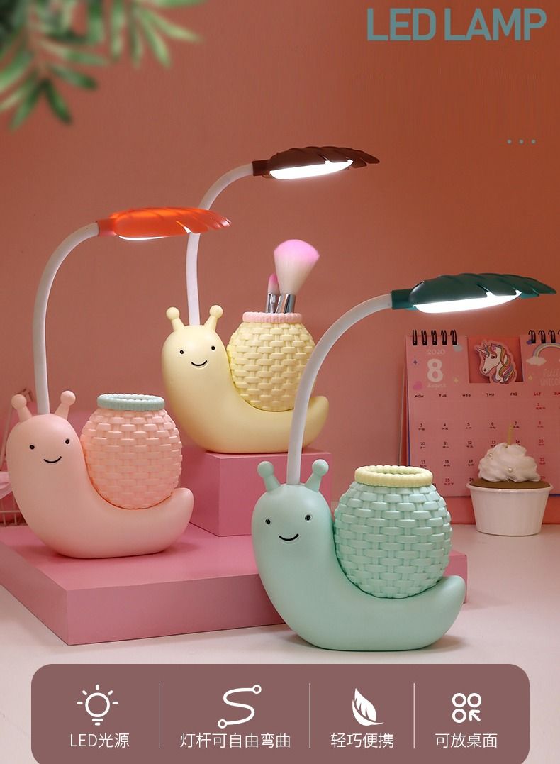NIBEMINENT 1-Piece Led Cartoon Charging Snail Pen Holder Table Lamp Can Be Used as Children’s Gifts and Rewards  - Image 4