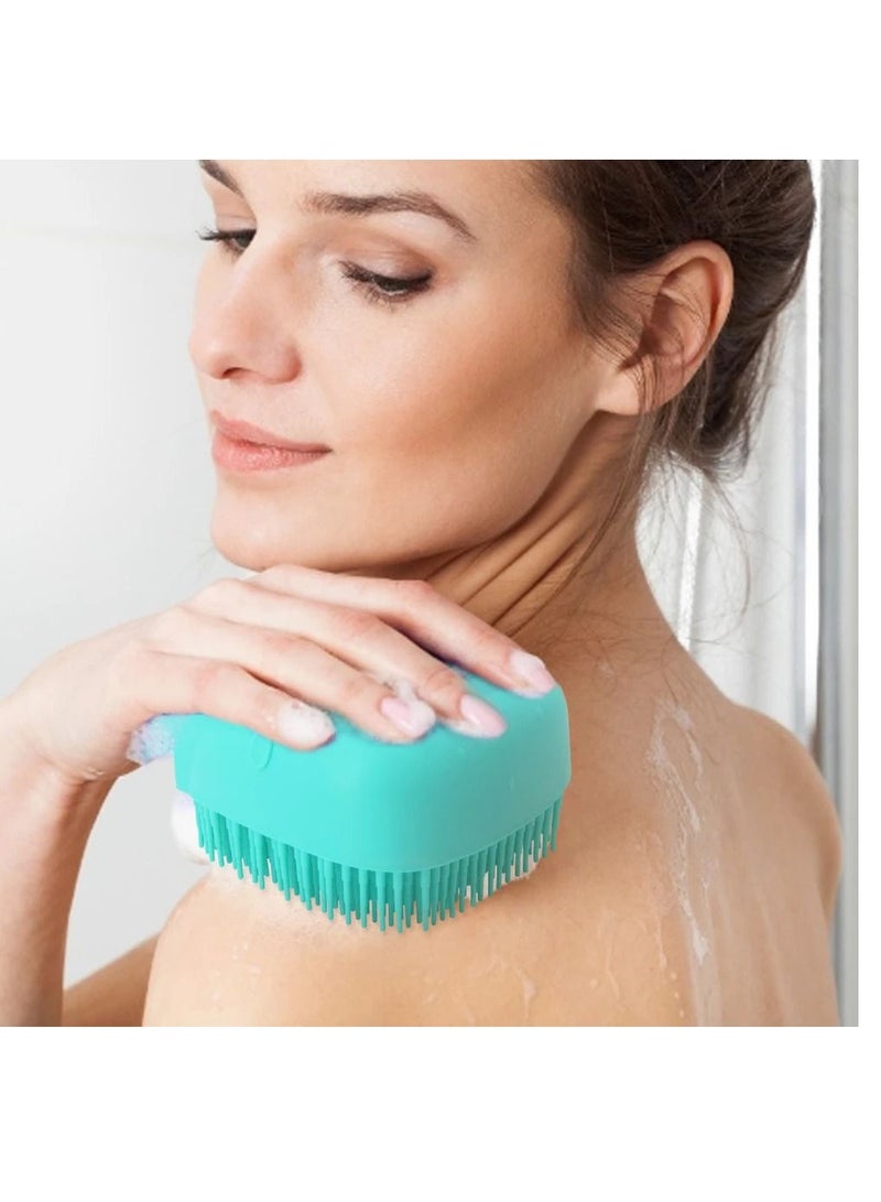 AS SEEN ON TV فرشاة استحمام للجسم من السيليكون 2 في 1 مع موزع شامبو للنساء باللون الأصفر - Image 2