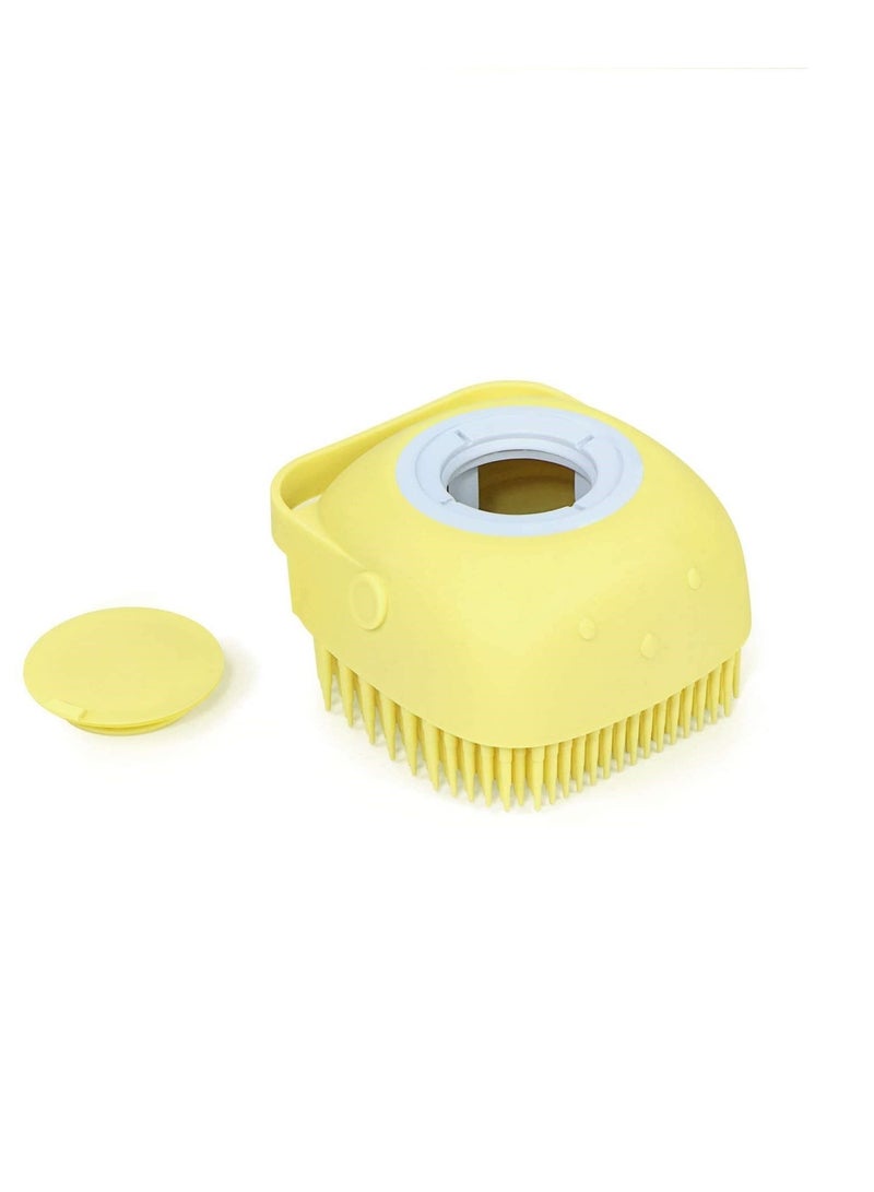 AS SEEN ON TV فرشاة استحمام للجسم من السيليكون 2 في 1 مع موزع شامبو للنساء باللون الأصفر - Image 1