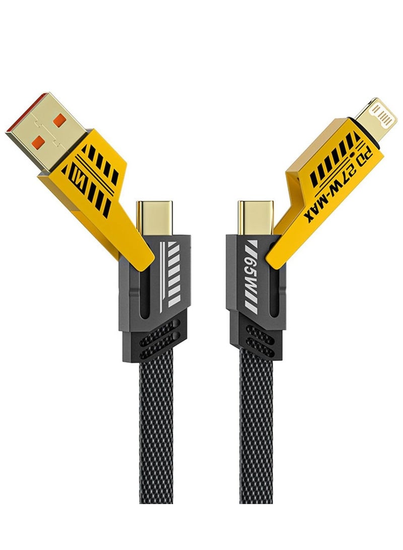 4-in-1 High-Speed Braided Charging Cable - 65W Multi-Device USB C & USB A Connector - Image 2