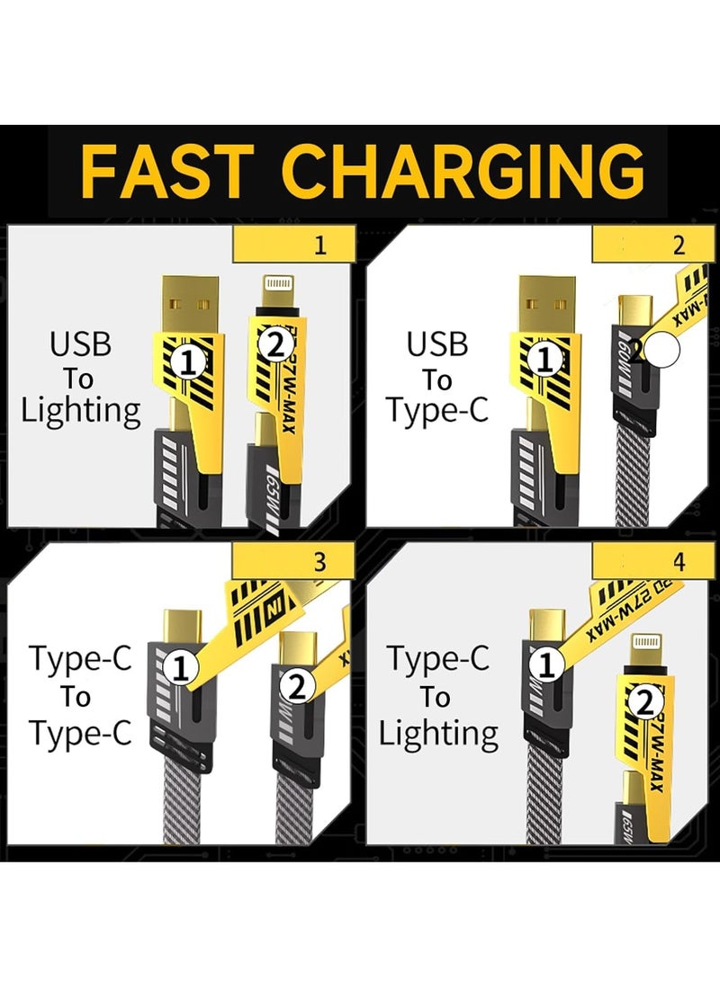 4-in-1 High-Speed Braided Charging Cable - 65W Multi-Device USB C & USB A Connector - Image 4