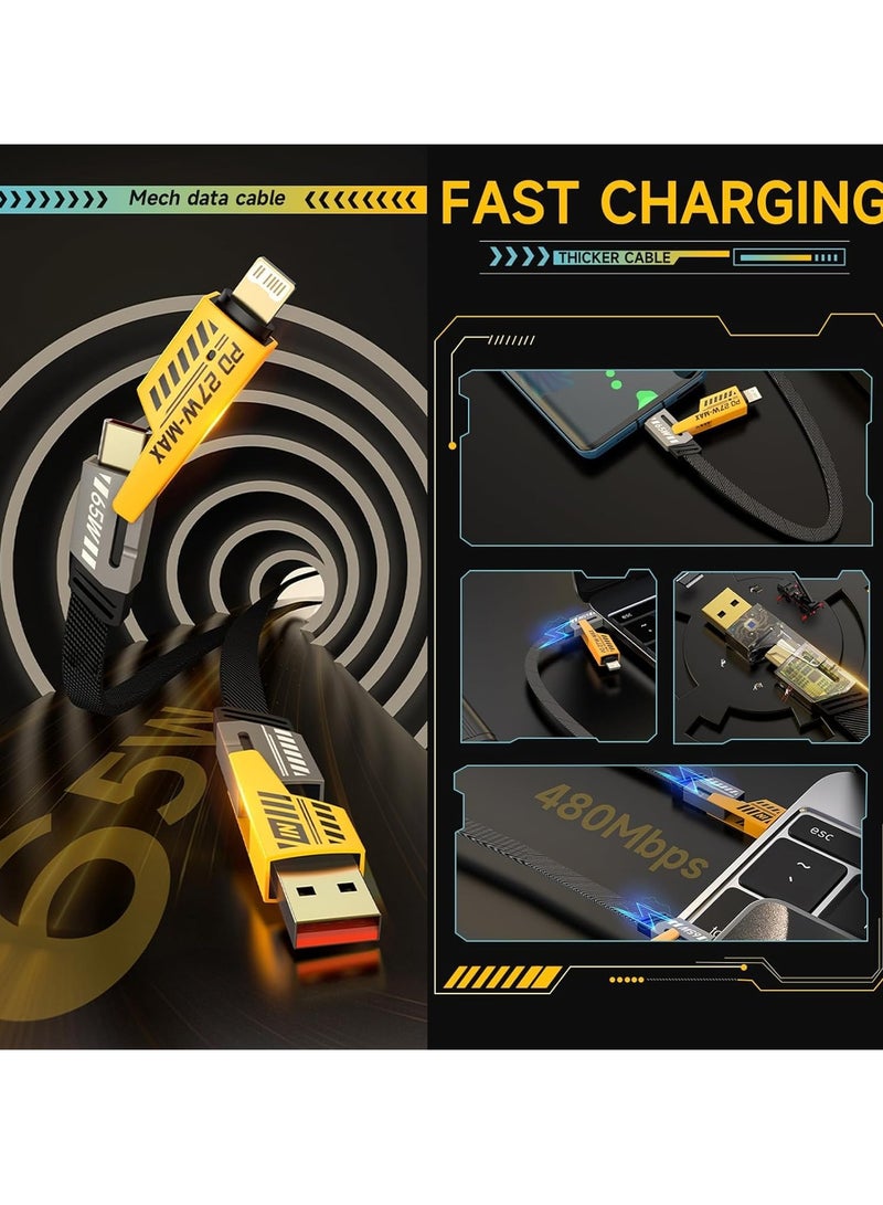 4-in-1 High-Speed Braided Charging Cable - 65W Multi-Device USB C & USB A Connector - Image 3