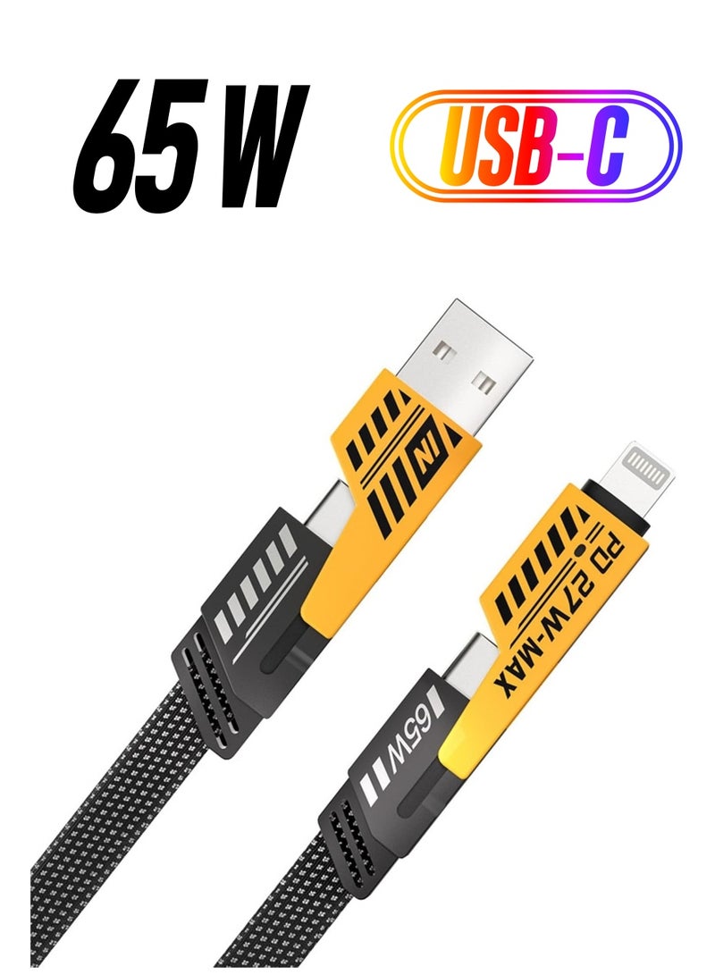 4-in-1 High-Speed Braided Charging Cable - 65W Multi-Device USB C & USB A Connector - Image 1