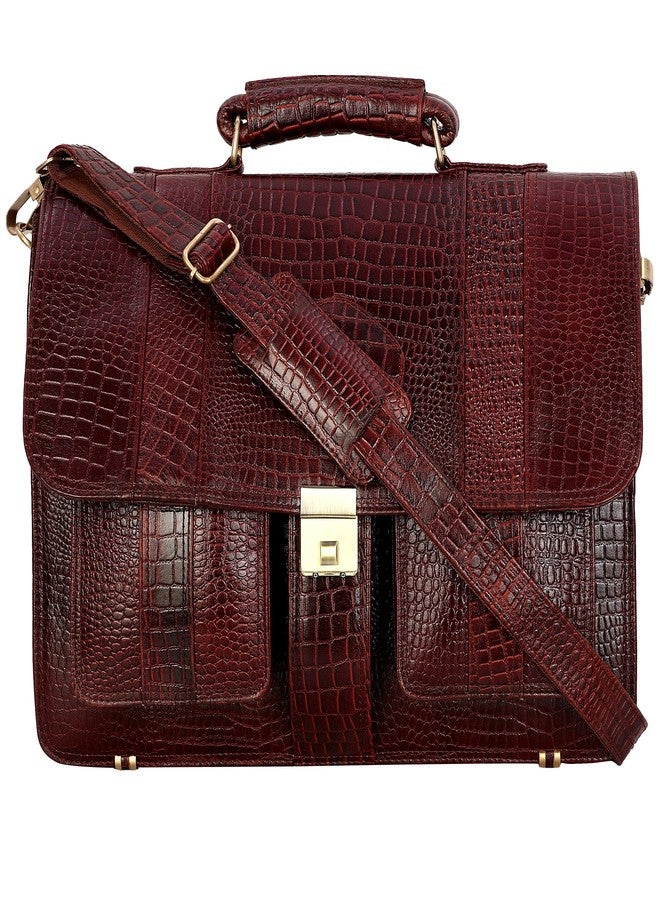 ACEKING Genuine Leather Laptop Bags For Men Office Use 24 Liters Upto 16 Inch Laptop Compartment Color (CROC BROWN) - Image 1
