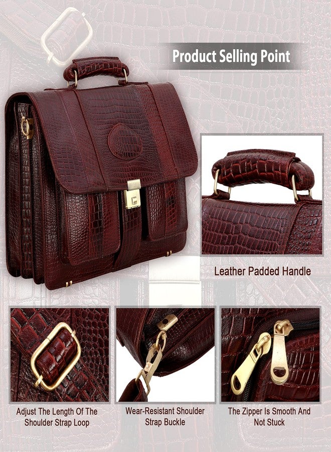 ACEKING Genuine Leather Laptop Bags For Men Office Use 24 Liters Upto 16 Inch Laptop Compartment Color (CROC BROWN) - Image 5