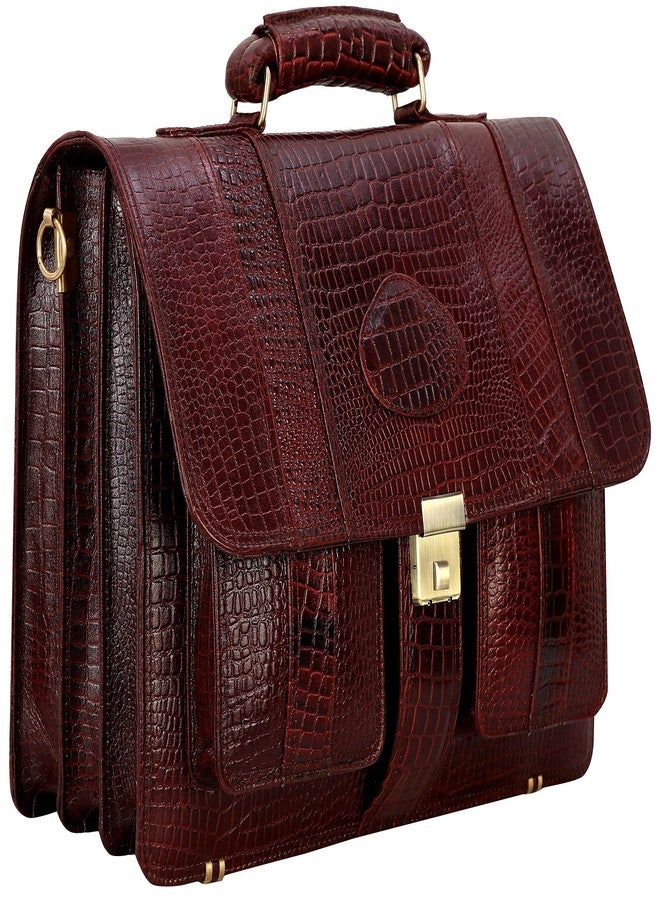 ACEKING Genuine Leather Laptop Bags For Men Office Use 24 Liters Upto 16 Inch Laptop Compartment Color (CROC BROWN) - Image 2