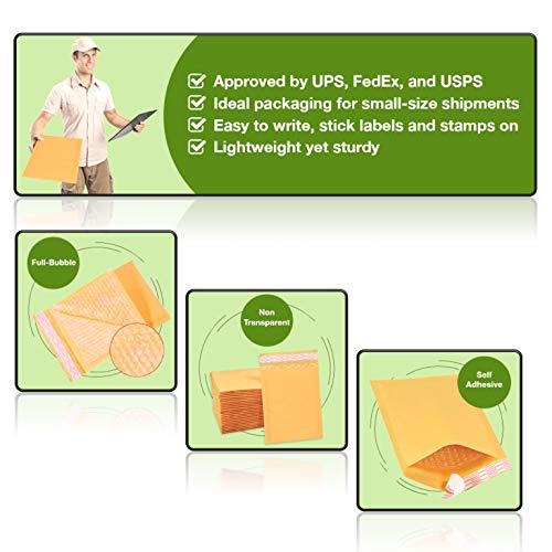 Sales4Less #2 8.5x12 Inches Kraft Bubble Mailers Shipping Padded Envelopes Pack of 50, Gold - Image 5