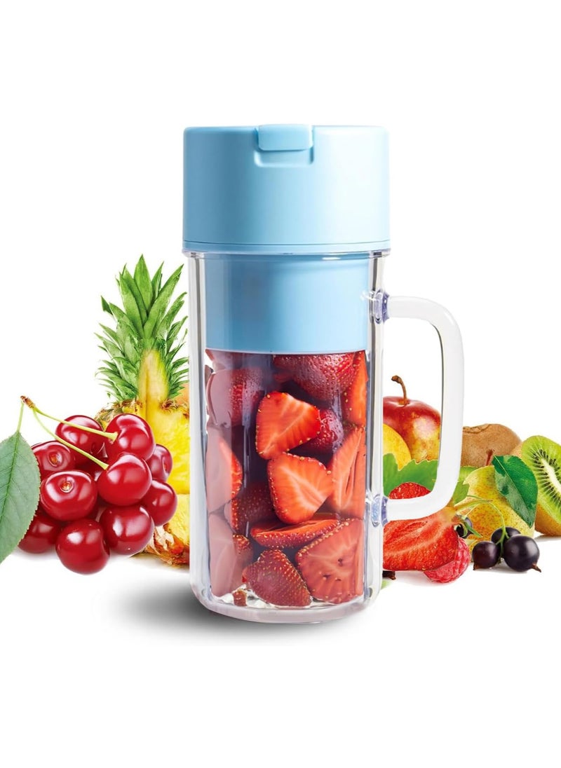 VUCATIN Personal Blender for Shakes and Smoothies Portable Smoothie Blender with 10 Blades Handle and Straw Lid BPA Free USB Rechargeable Suitable for Travel Home Office Gym (Blue)  - Image 1
