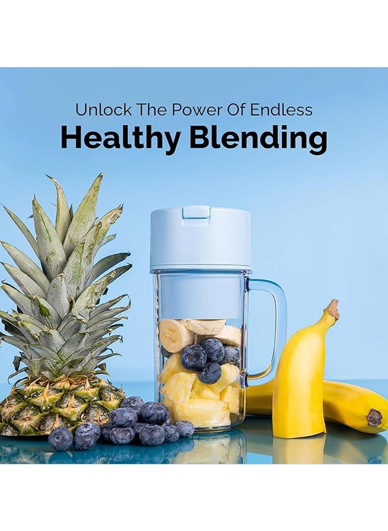VUCATIN Personal Blender for Shakes and Smoothies Portable Smoothie Blender with 10 Blades Handle and Straw Lid BPA Free USB Rechargeable Suitable for Travel Home Office Gym (Blue)  - Image 4
