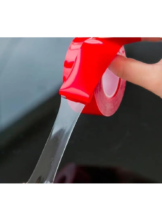 ECVV 2 Pcs Double Sided Tape | Heavy Duty - 12mm X 5m | Acrylic Clear Strong Adhesive Waterproof Removable Double Sided Mounting Tape for Carpet Fix, Home Office Wall Decor | DIY Crafts - Image 3