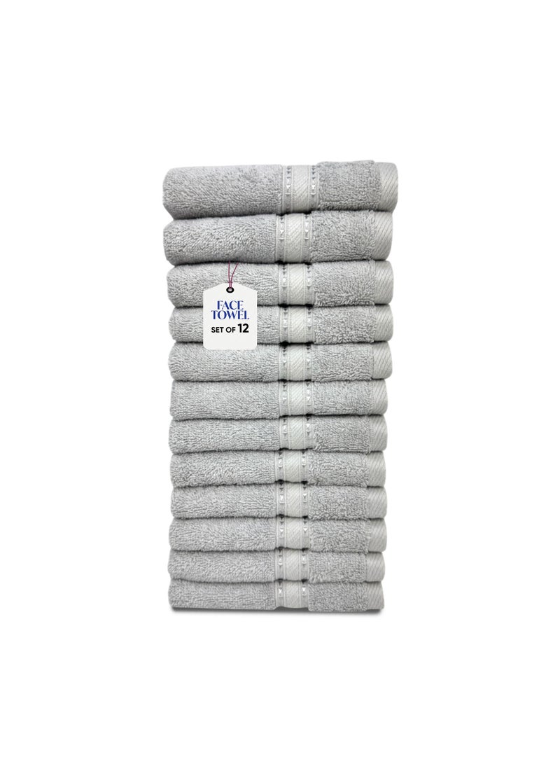 كاسينو Kassino Jumbo Face Towel (12 Pack, 33x33 cm) - 580 GSM Large Face Towels,100% Combed Cotton, Soft & Quick-Dry Towels, Highly Absorbent, Double Stitched Hotel Quality Towels | Ash Grey - Image 1