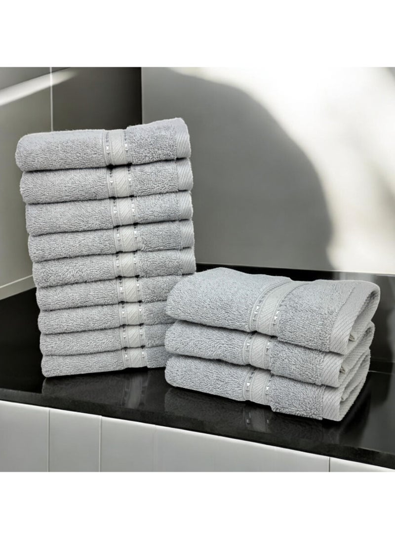 كاسينو Kassino Jumbo Face Towel (12 Pack, 33x33 cm) - 580 GSM Large Face Towels,100% Combed Cotton, Soft & Quick-Dry Towels, Highly Absorbent, Double Stitched Hotel Quality Towels | Ash Grey - Image 2