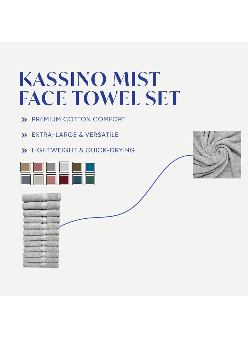 كاسينو Kassino Jumbo Face Towel (12 Pack, 33x33 cm) - 580 GSM Large Face Towels,100% Combed Cotton, Soft & Quick-Dry Towels, Highly Absorbent, Double Stitched Hotel Quality Towels | Ash Grey - Image 3