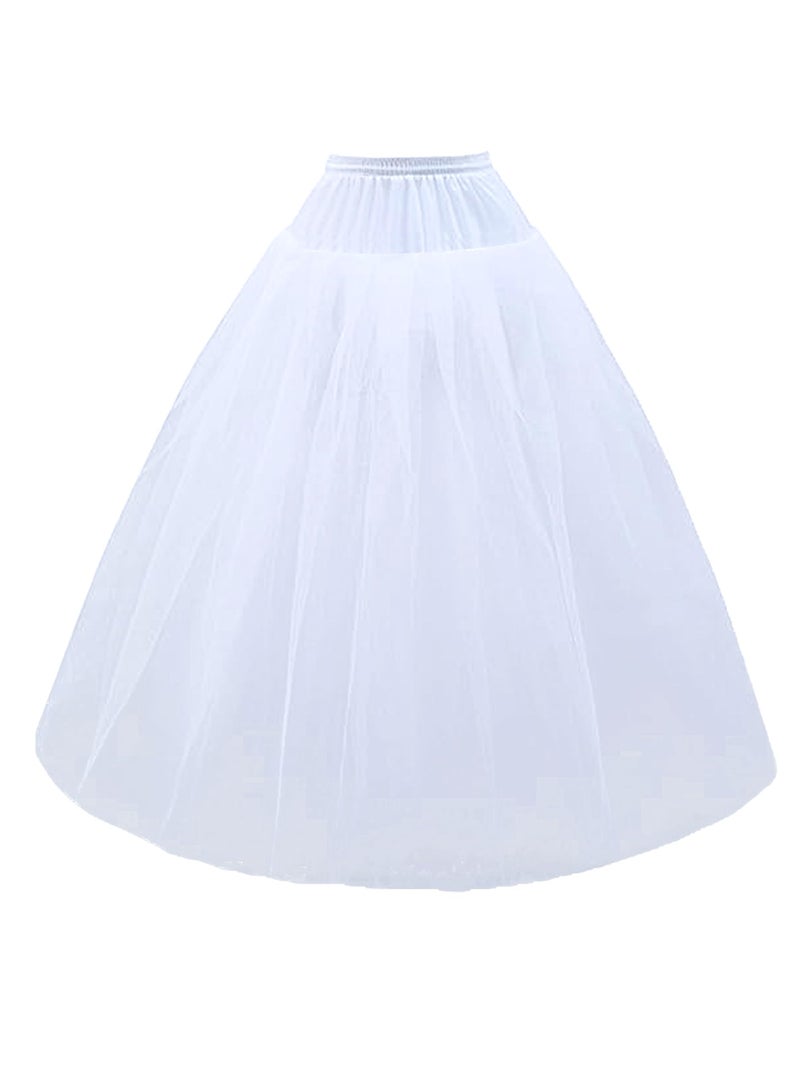 *daisysboutique* Hoopless Petticoat Crinoline Multi Layers A-Line White Tulle Underskirt Slips for Bridal Wedding Dress (One Size, 4 Layer + A Line, White) - Image 1