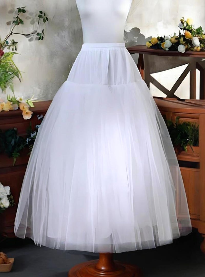 *daisysboutique* Hoopless Petticoat Crinoline Multi Layers A-Line White Tulle Underskirt Slips for Bridal Wedding Dress (One Size, 4 Layer + A Line, White) - Image 4