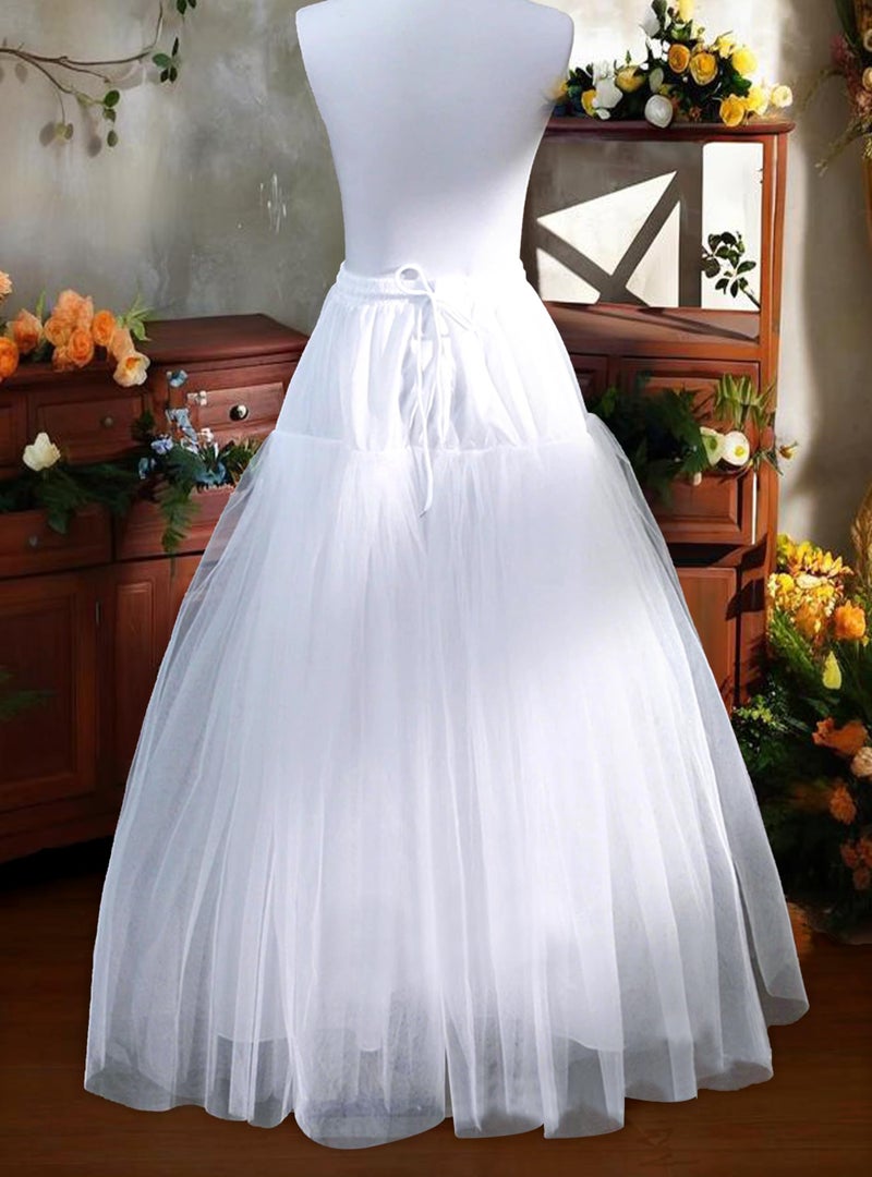 *daisysboutique* Hoopless Petticoat Crinoline Multi Layers A-Line White Tulle Underskirt Slips for Bridal Wedding Dress (One Size, 4 Layer + A Line, White) - Image 3