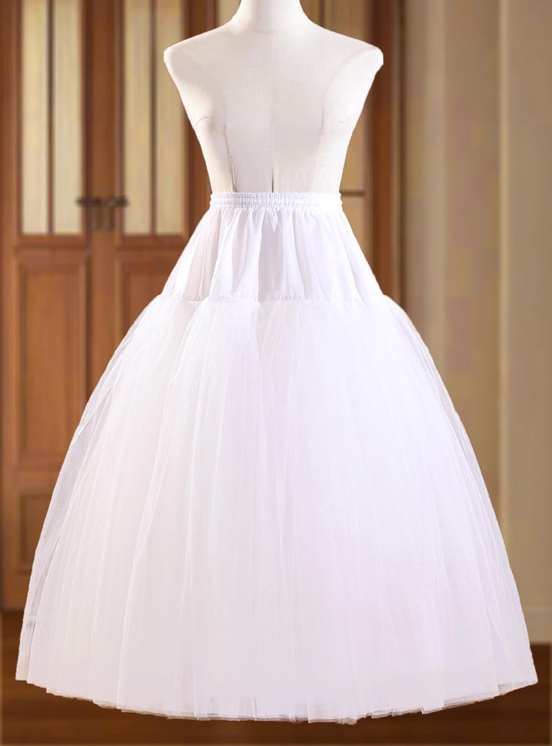 *daisysboutique* Hoopless Petticoat Crinoline Multi Layers A-Line White Tulle Underskirt Slips for Bridal Wedding Dress (One Size, 4 Layer + A Line, White) - Image 5