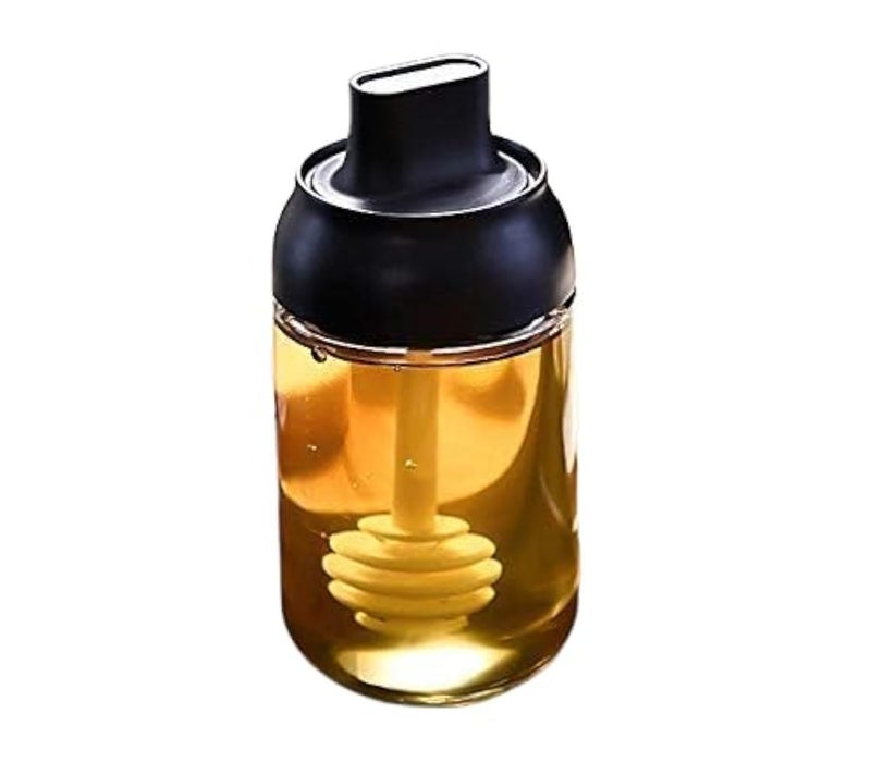 Bhavya Optic Bhavya Honey Dispenser Bottle with Dipper Stick 250ml Black - Image 1