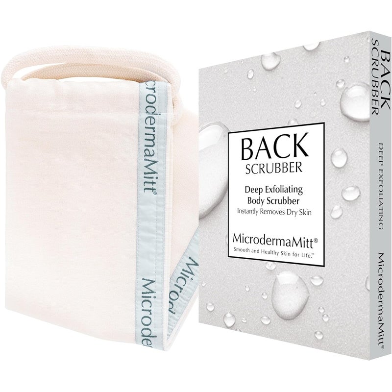 MicrodermaMitt Deep Exfoliating Back Scrubber for Bath Shower Dead Dry Skin Remover DoubleSided Exfoliator Body Wash Cloth for Men Women - Image 1