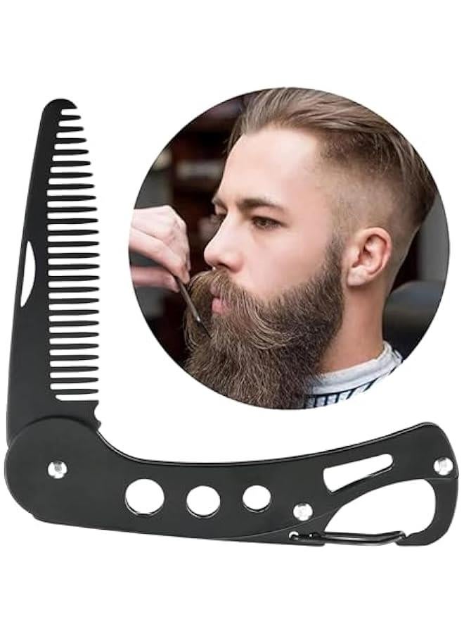 BWSJ Stainless Steel Beard Comb for Men Portable Mustache Grooming Travel Brush - Image 1