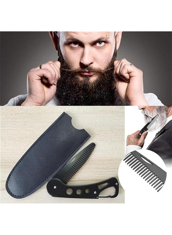 BWSJ Stainless Steel Beard Comb for Men Portable Mustache Grooming Travel Brush - Image 3