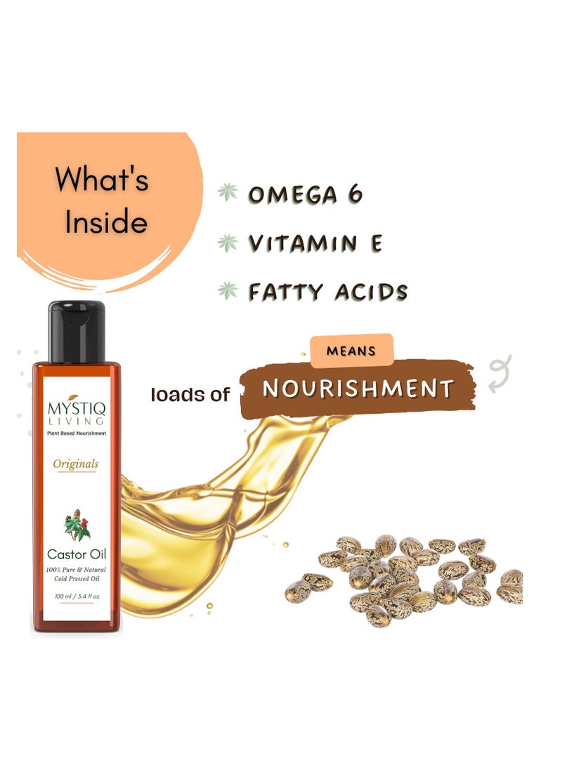 Mystiq Living Combo of Castor Oil Sweet Almond Oil for Hair Growth Mositurised Skin Cold Pressed 100% Pure Natural 200 ML Pack of 2 100 ML Each