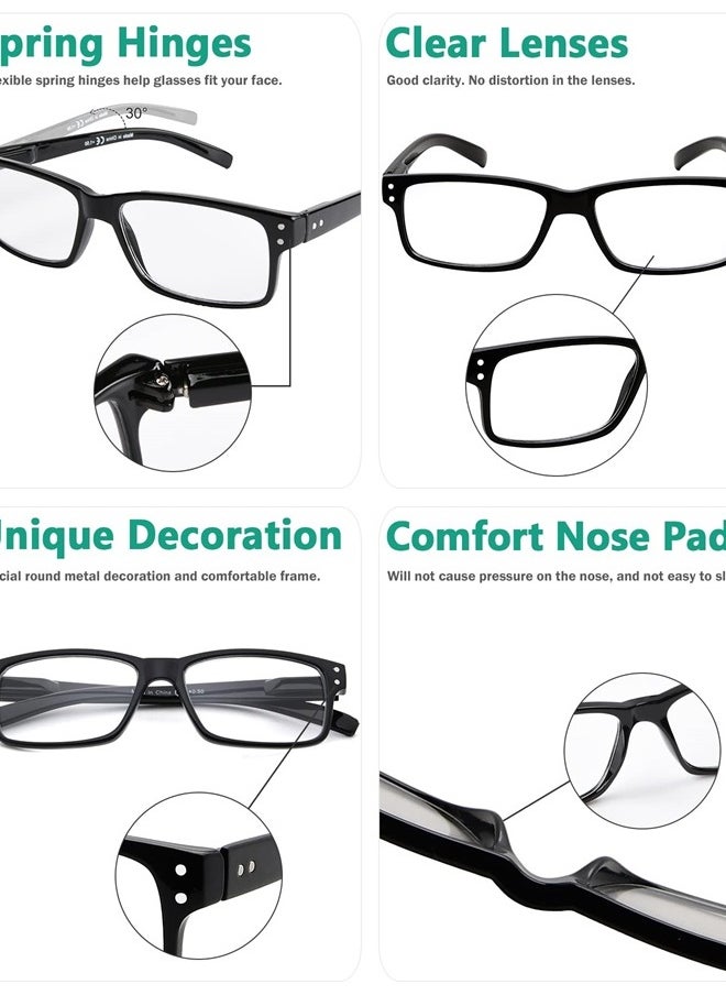 Eyekepper 5 Pack Reading Glasses for Men Spring Hinges Classic Readers Black Frame +1.00  - Image 5